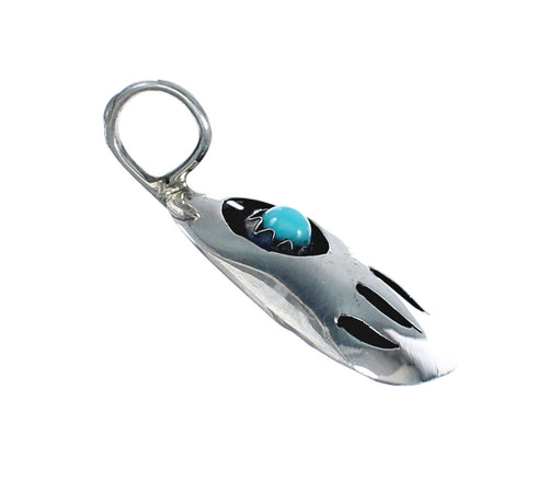 Native American Navajo Bear Paw Sterling Silver Turquoise Pendant NX11683